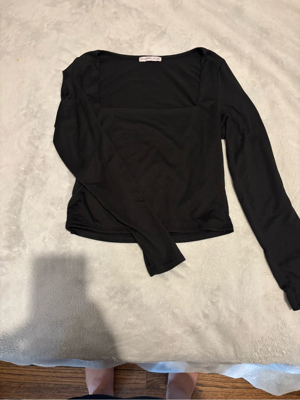 Sincerely Jules Black Square Neck Long Sleeve Top